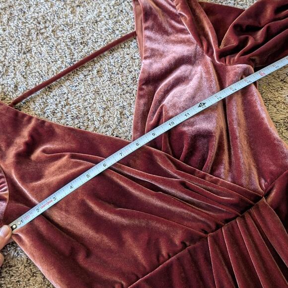 Revelry Vera Velvet V neck Long Sleeve Front Slit Wrap Maxi Dress, size 6 - Picture 9 of 10